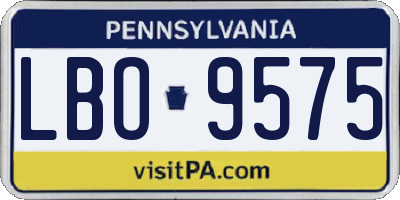 PA license plate LBO9575