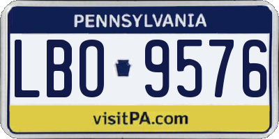 PA license plate LBO9576