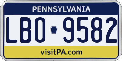 PA license plate LBO9582