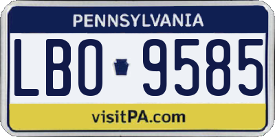 PA license plate LBO9585