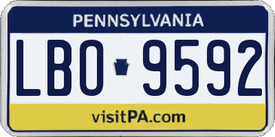 PA license plate LBO9592