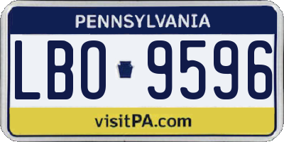 PA license plate LBO9596