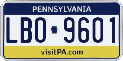 PA license plate LBO9601
