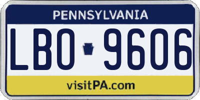 PA license plate LBO9606