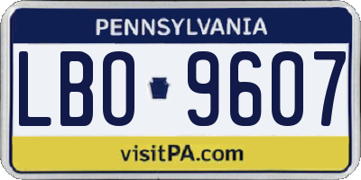 PA license plate LBO9607