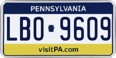 PA license plate LBO9609