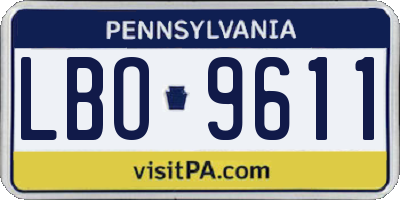 PA license plate LBO9611