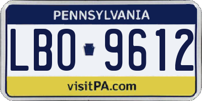 PA license plate LBO9612