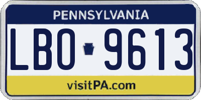 PA license plate LBO9613