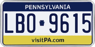 PA license plate LBO9615