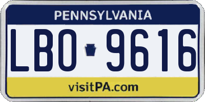 PA license plate LBO9616
