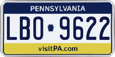 PA license plate LBO9622