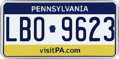 PA license plate LBO9623