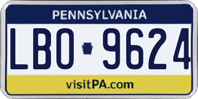 PA license plate LBO9624