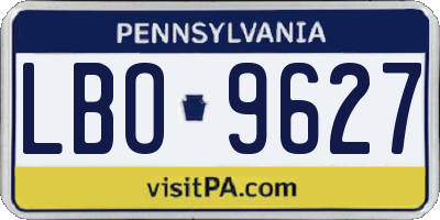 PA license plate LBO9627