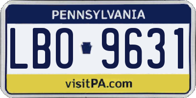 PA license plate LBO9631