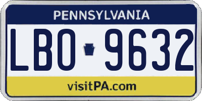 PA license plate LBO9632
