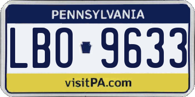 PA license plate LBO9633