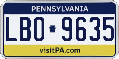 PA license plate LBO9635