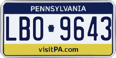 PA license plate LBO9643