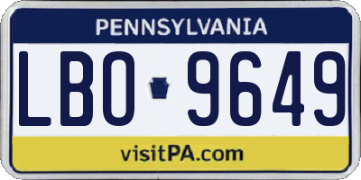 PA license plate LBO9649