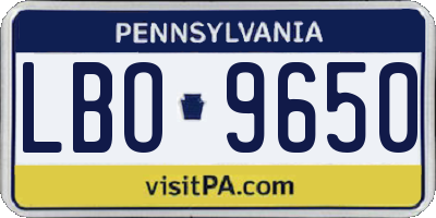 PA license plate LBO9650