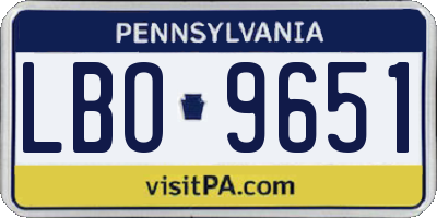 PA license plate LBO9651