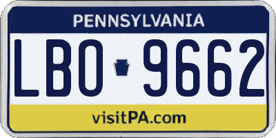 PA license plate LBO9662