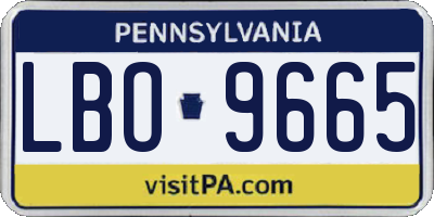 PA license plate LBO9665