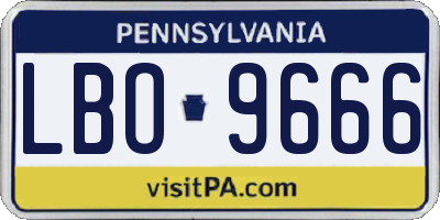 PA license plate LBO9666