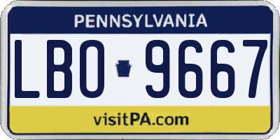 PA license plate LBO9667
