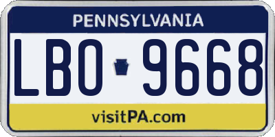 PA license plate LBO9668