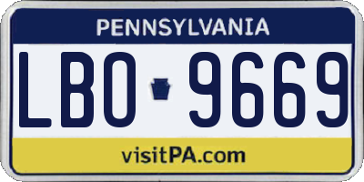 PA license plate LBO9669