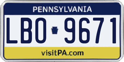 PA license plate LBO9671
