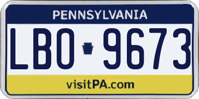 PA license plate LBO9673