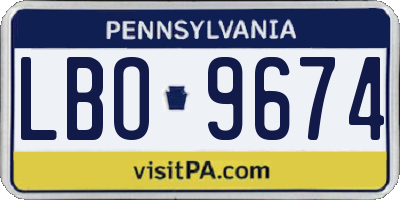 PA license plate LBO9674