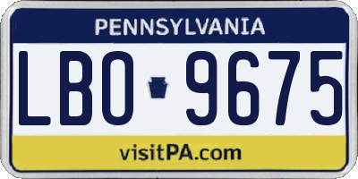 PA license plate LBO9675