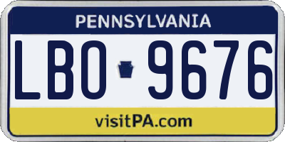 PA license plate LBO9676