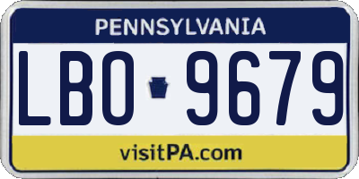 PA license plate LBO9679