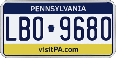 PA license plate LBO9680