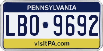 PA license plate LBO9692