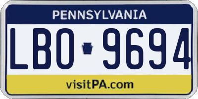 PA license plate LBO9694