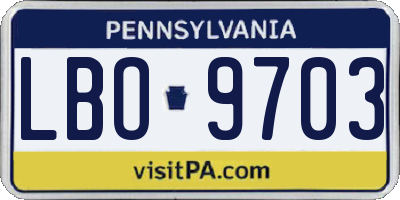 PA license plate LBO9703