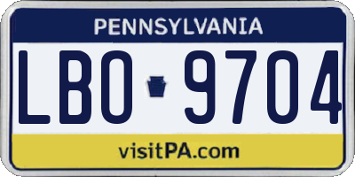 PA license plate LBO9704