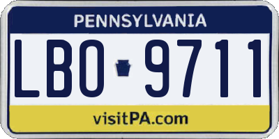 PA license plate LBO9711