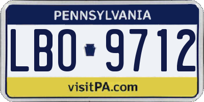 PA license plate LBO9712