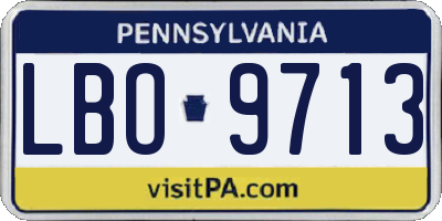 PA license plate LBO9713