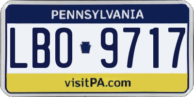 PA license plate LBO9717