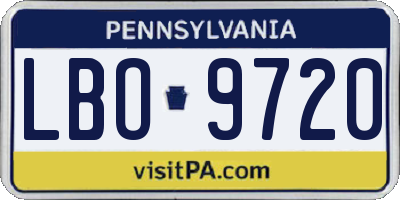 PA license plate LBO9720