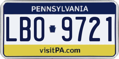 PA license plate LBO9721